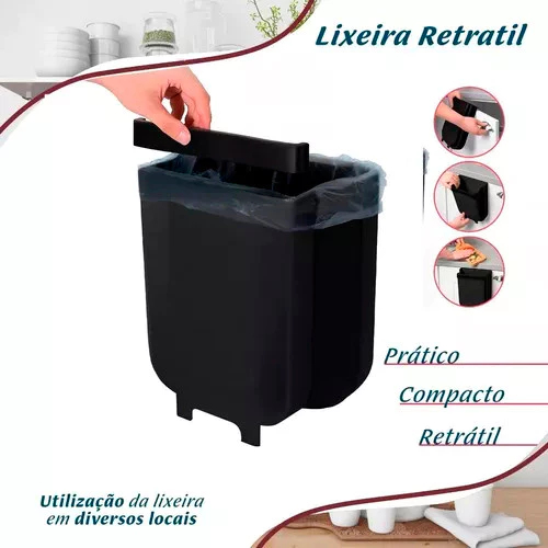 Lixeira Retrátil Dobrável para Pia 6L e 10L – Compacta e Multiuso